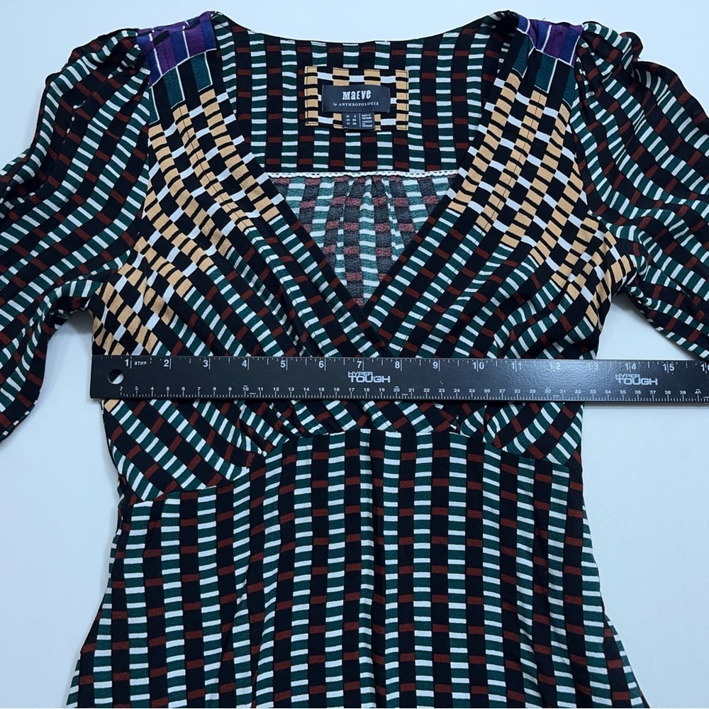 Anthropologie Maeve Long Sleeve A-Line Dress Womens Size 00 Zip Side Viscose - Picture 7 of 16